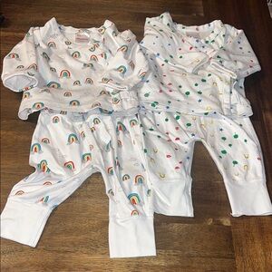 2  Hanna Andersson wiggle sets for newborn 0-3 m - top and pants